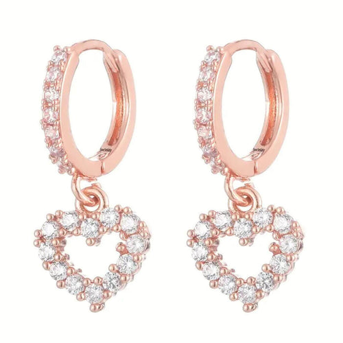 Elegant Crystal Heart Drop Earrings