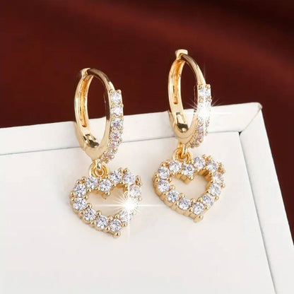 Elegant Crystal Heart Drop Earrings