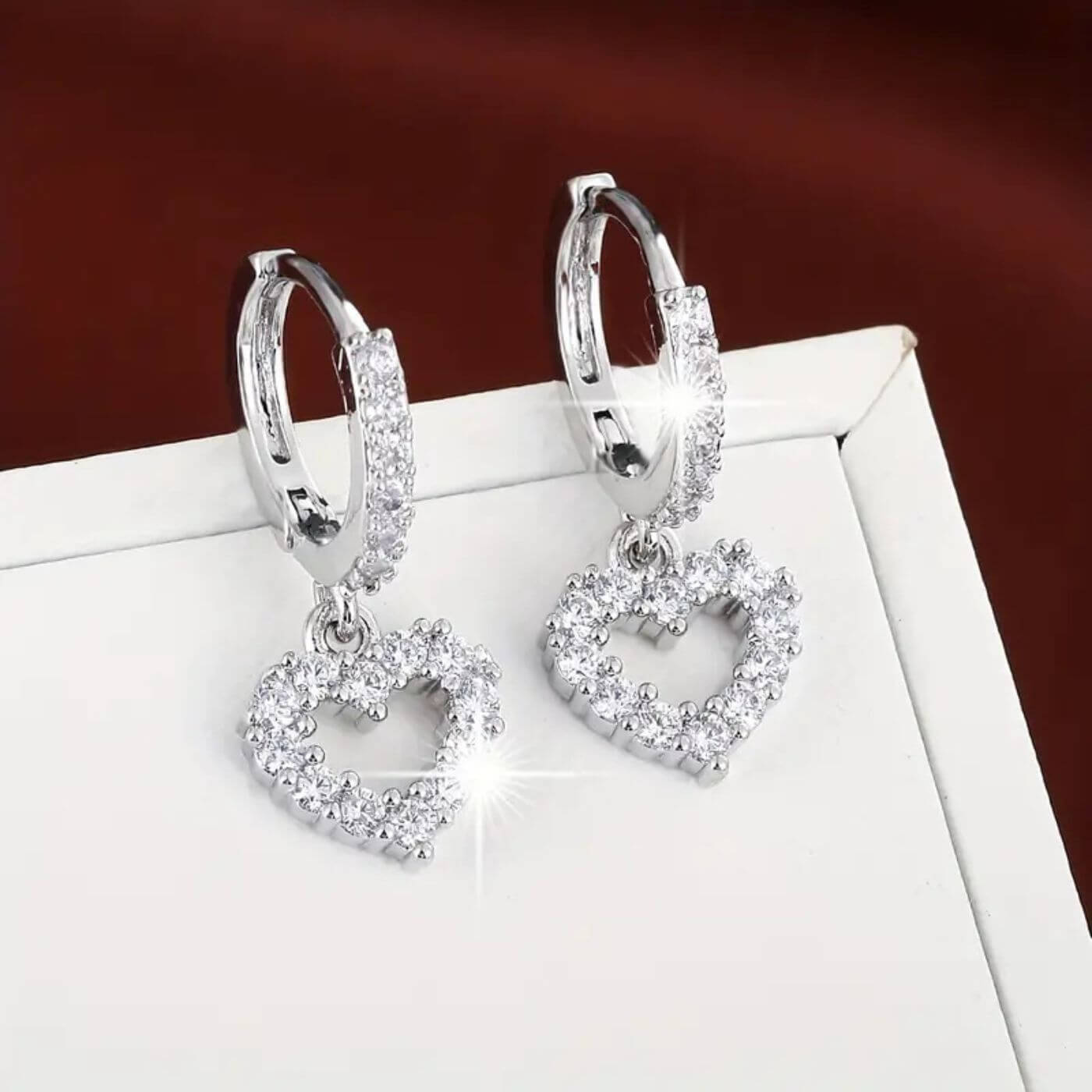 Elegant Crystal Heart Drop Earrings