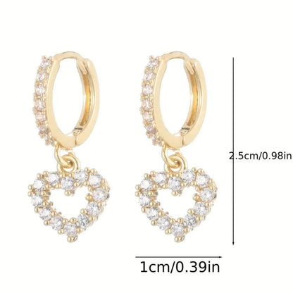 Elegant Crystal Heart Drop Earrings