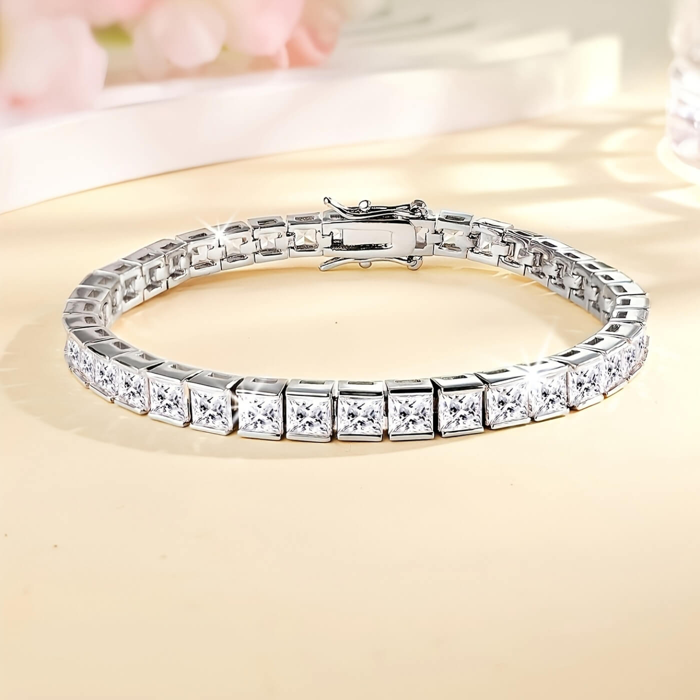 Elegant Crystal Square-Cut Bracelet