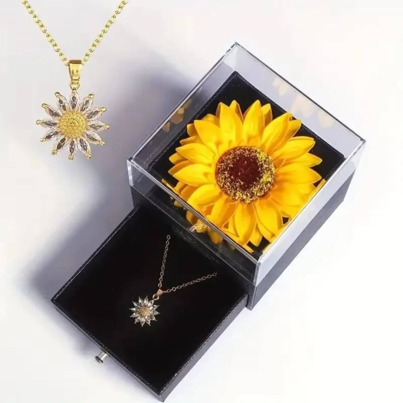 Elegant Crystal Sunflower Pendant Necklace