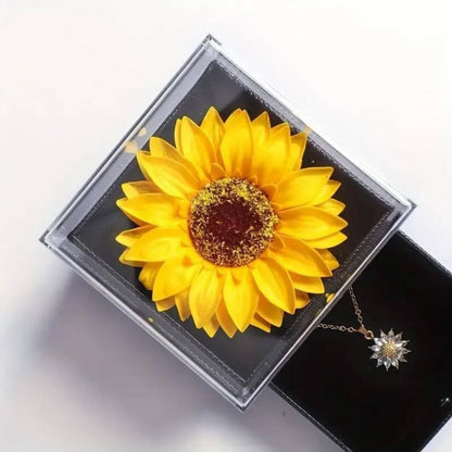 Elegant Crystal Sunflower Pendant Necklace