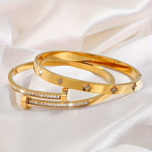 Elegant Diamond Accent Bangle Pair