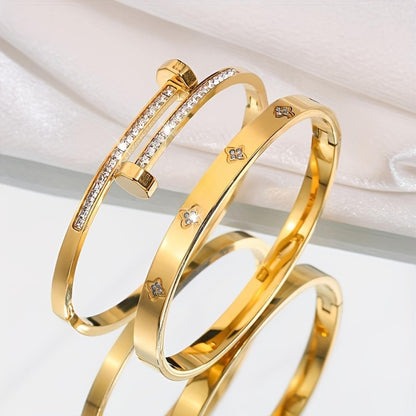 Elegant Diamond Accent Bangle Pair