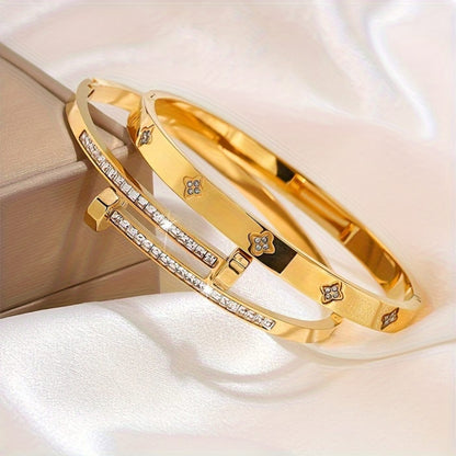Elegant Diamond Accent Bangle Pair