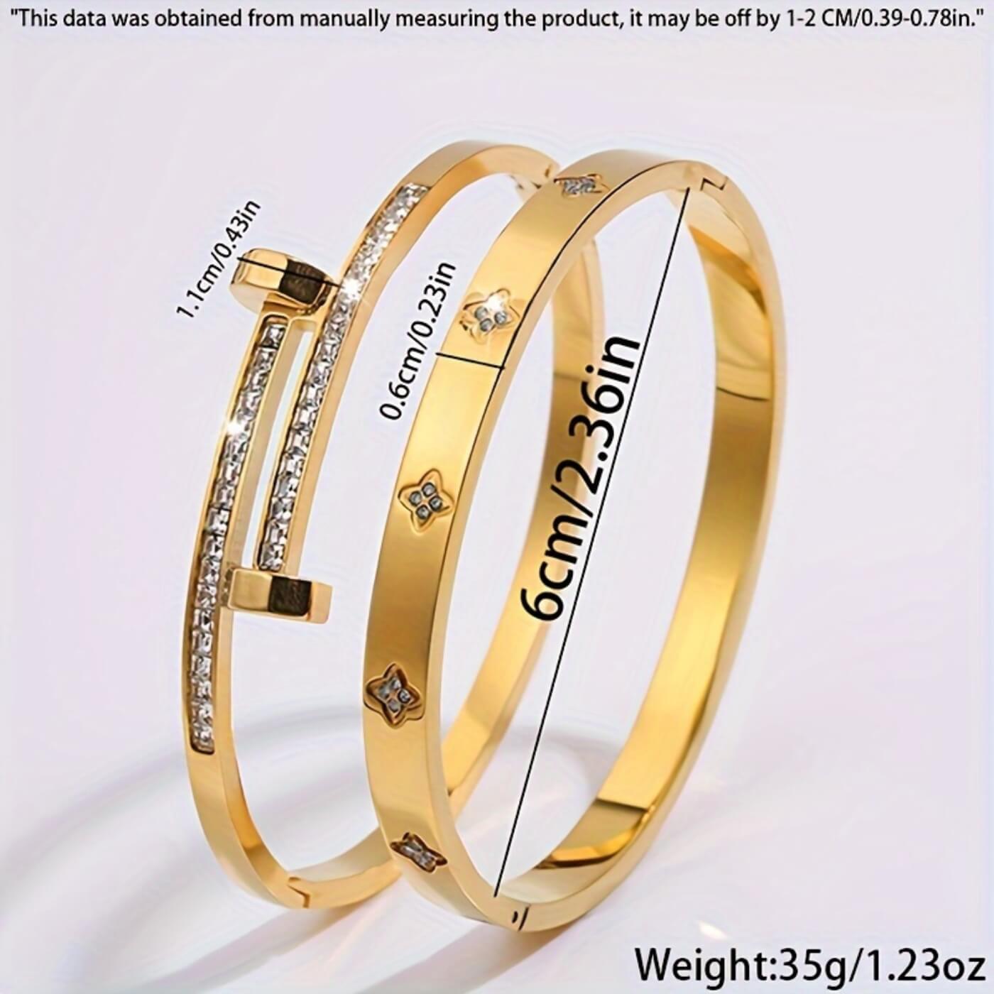 Elegant Diamond Accent Bangle Pair