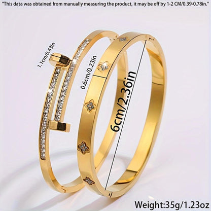 Elegant Diamond Accent Bangle Pair