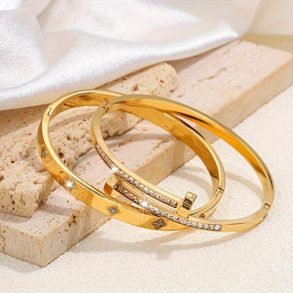 Elegant Diamond Accent Bangle Pair