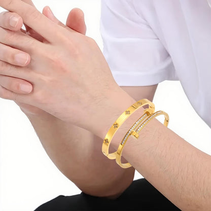 Elegant Diamond Accent Bangle Pair