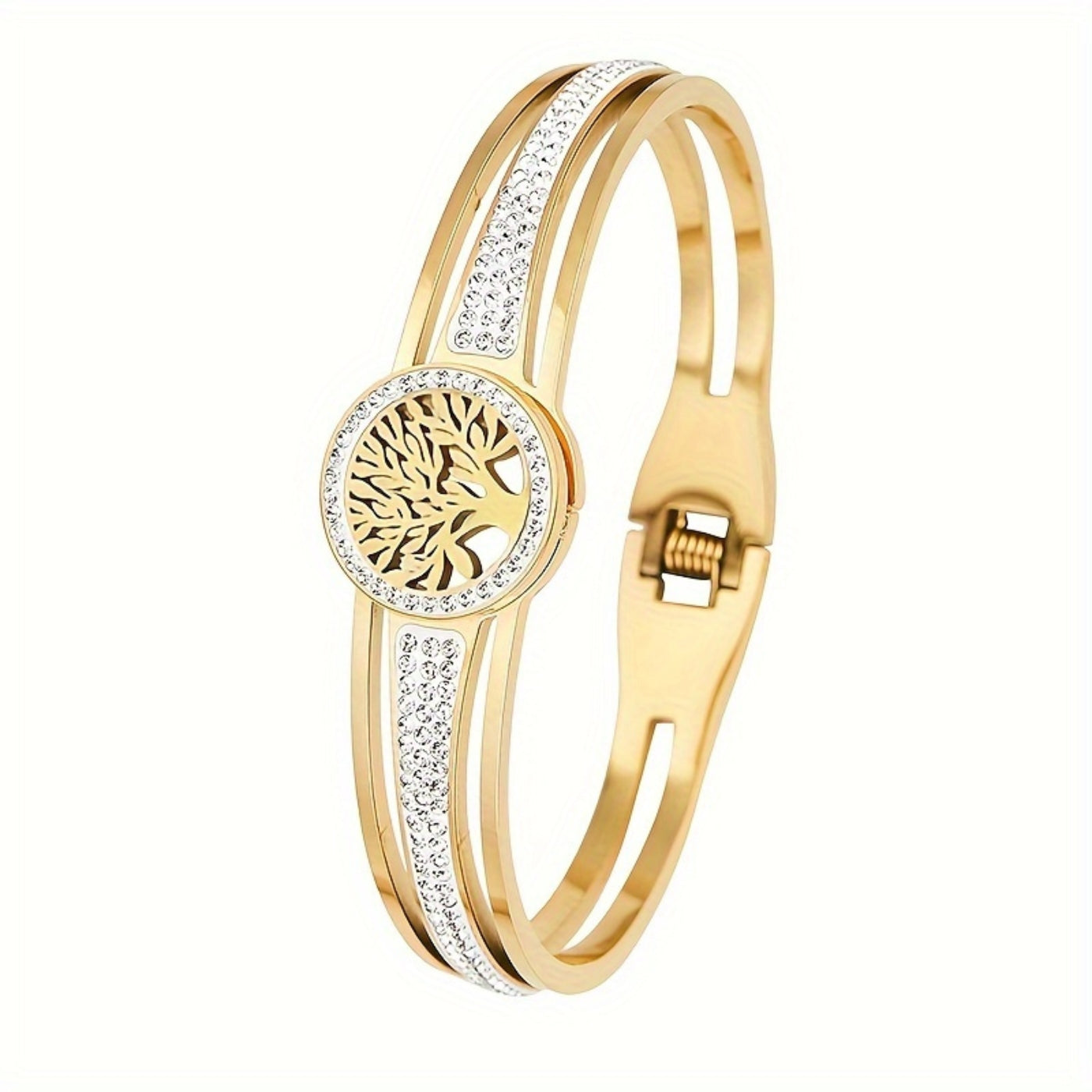 Elegant Diamond Tree Emblem Bracelet