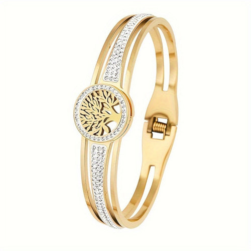 Elegant Diamond Tree Emblem Bracelet