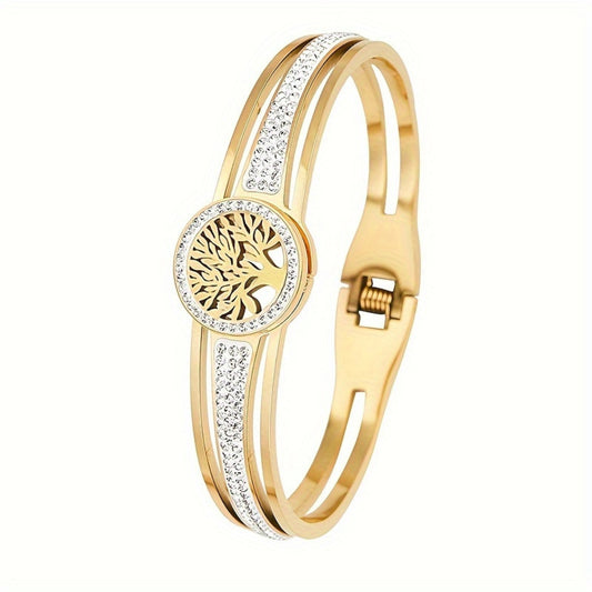 Elegant Diamond Tree Emblem Bracelet
