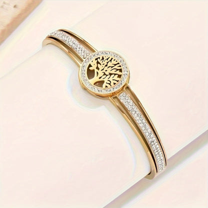 Elegant Diamond Tree Emblem Bracelet