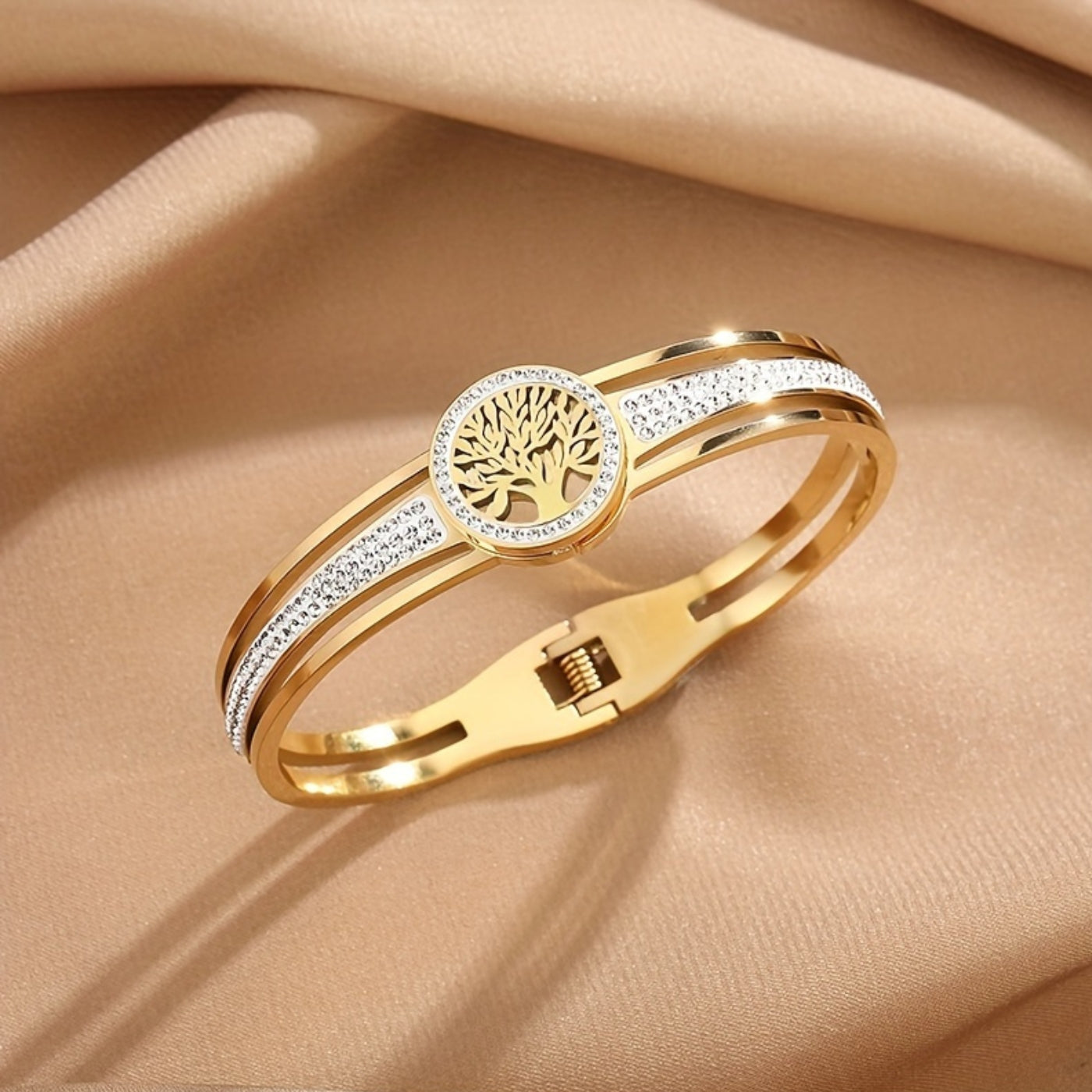 Elegant Diamond Tree Emblem Bracelet