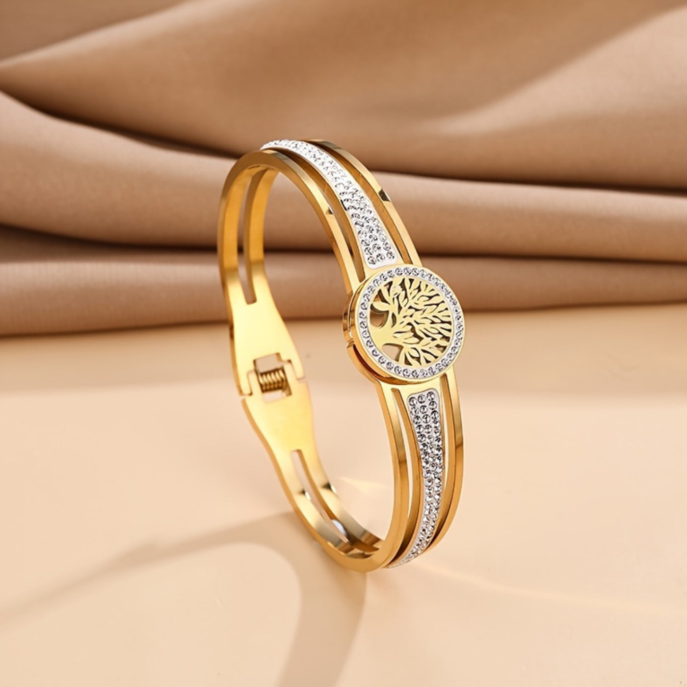 Elegant Diamond Tree Emblem Bracelet