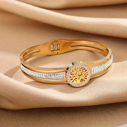 Elegant Diamond Tree Emblem Bracelet