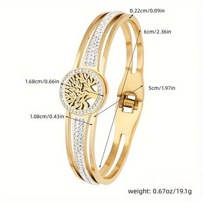 Elegant Diamond Tree Emblem Bracelet