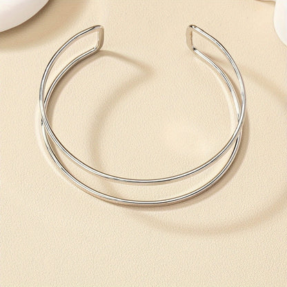 Elegant Dual Band Open Cuff Bracelet