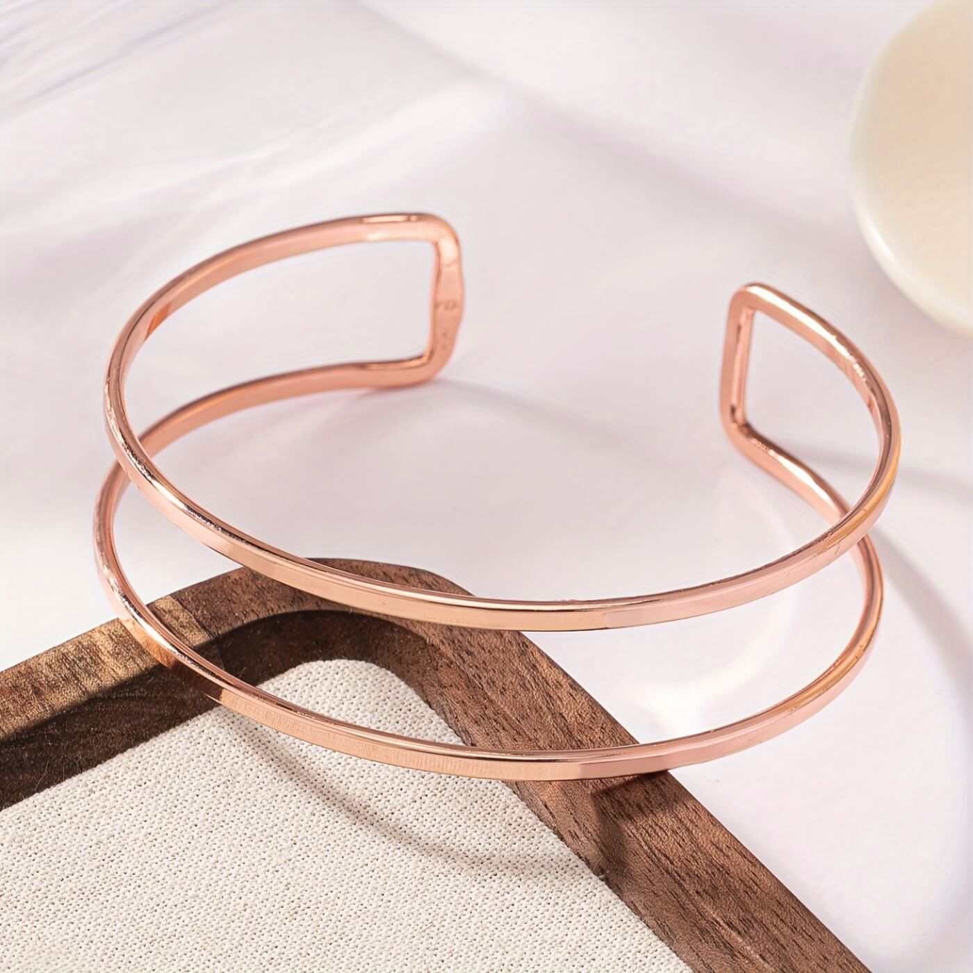 Elegant Dual Band Open Cuff Bracelet