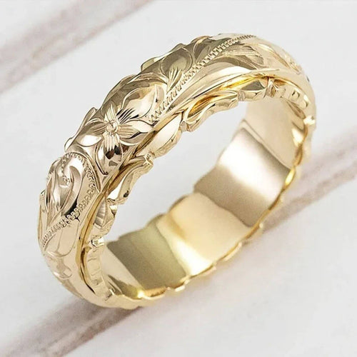 Elegant Engraved Flower Ring