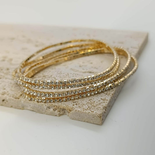 Elegant Gold Crystal Bracelet Stack