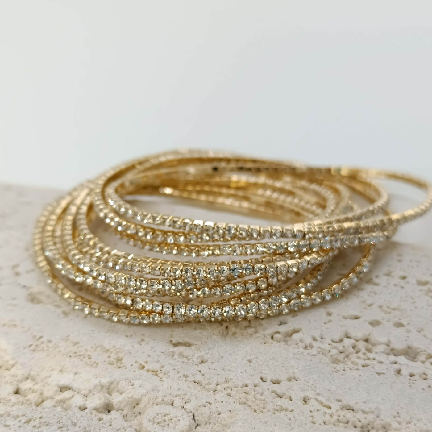 Elegant Gold Crystal Bracelet Stack