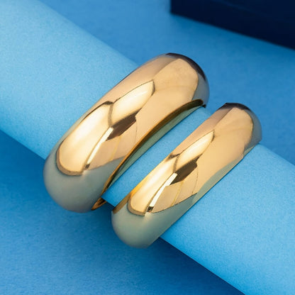Elegant Gold Glossy Round Cuff Bracelet Pair