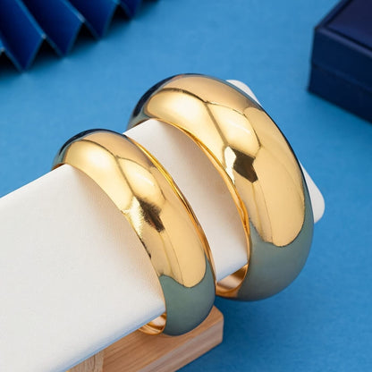 Elegant Gold Glossy Round Cuff Bracelet Pair