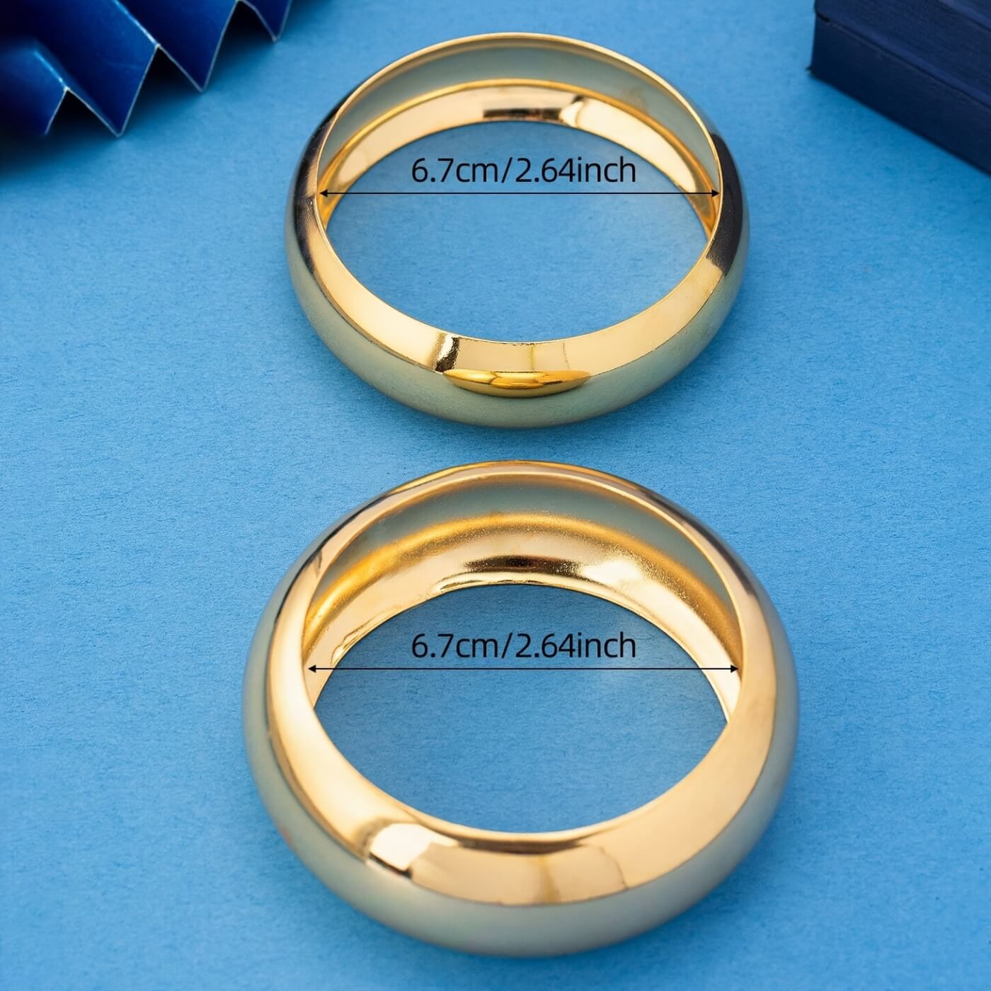 Elegant Gold Glossy Round Cuff Bracelet Pair
