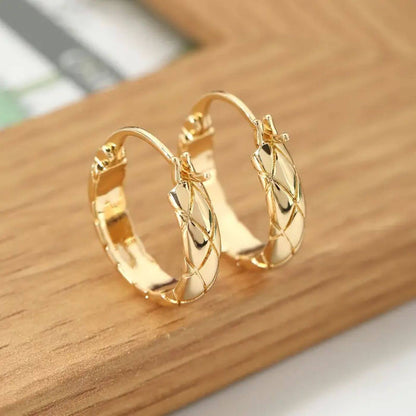 Elegant Gold Patterned Hoop Earrings
