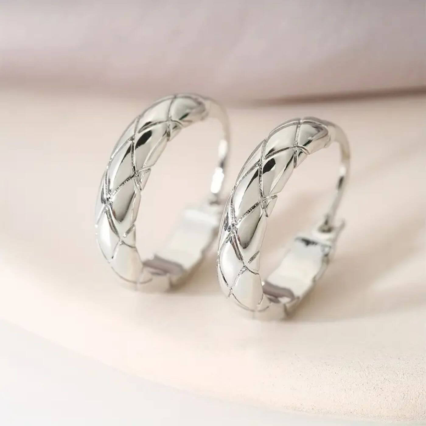 Elegant Gold Patterned Hoop Earrings