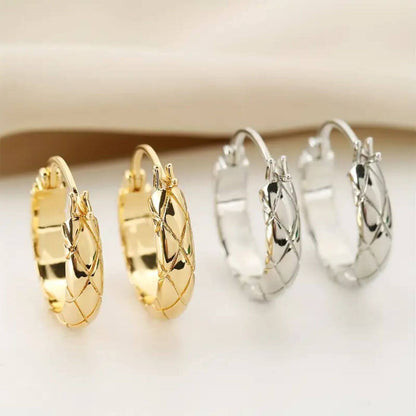 Elegant Gold Patterned Hoop Earrings
