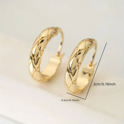 Elegant Gold Patterned Hoop Earrings