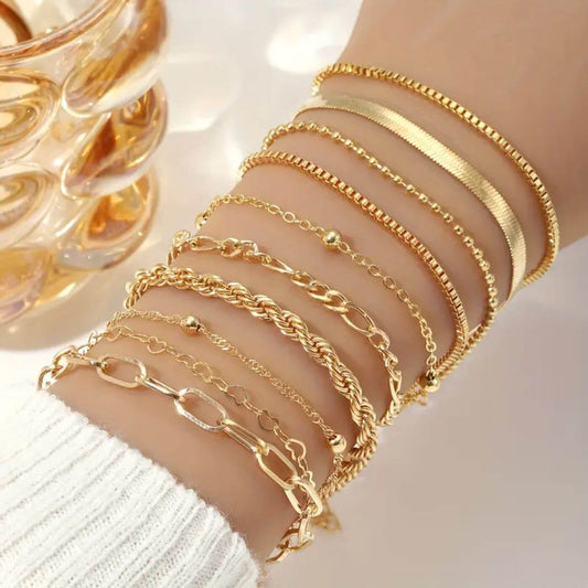 Elegant Multi-Layer Chain Bracelet Set