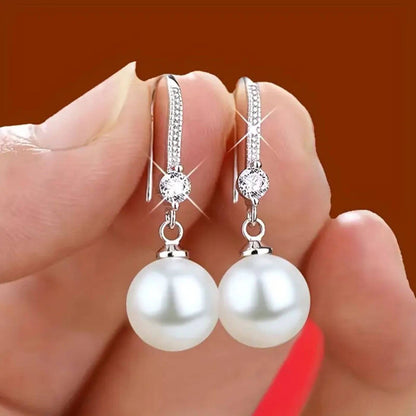 Elegant Pearl Crystal Drop Earrings
