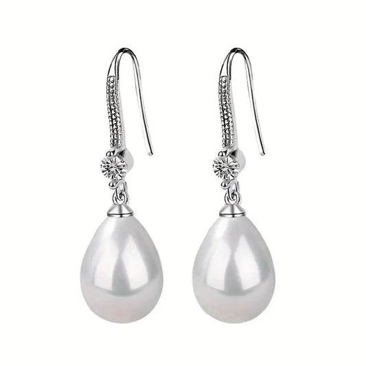 Elegant Pearl Crystal Drop Earrings