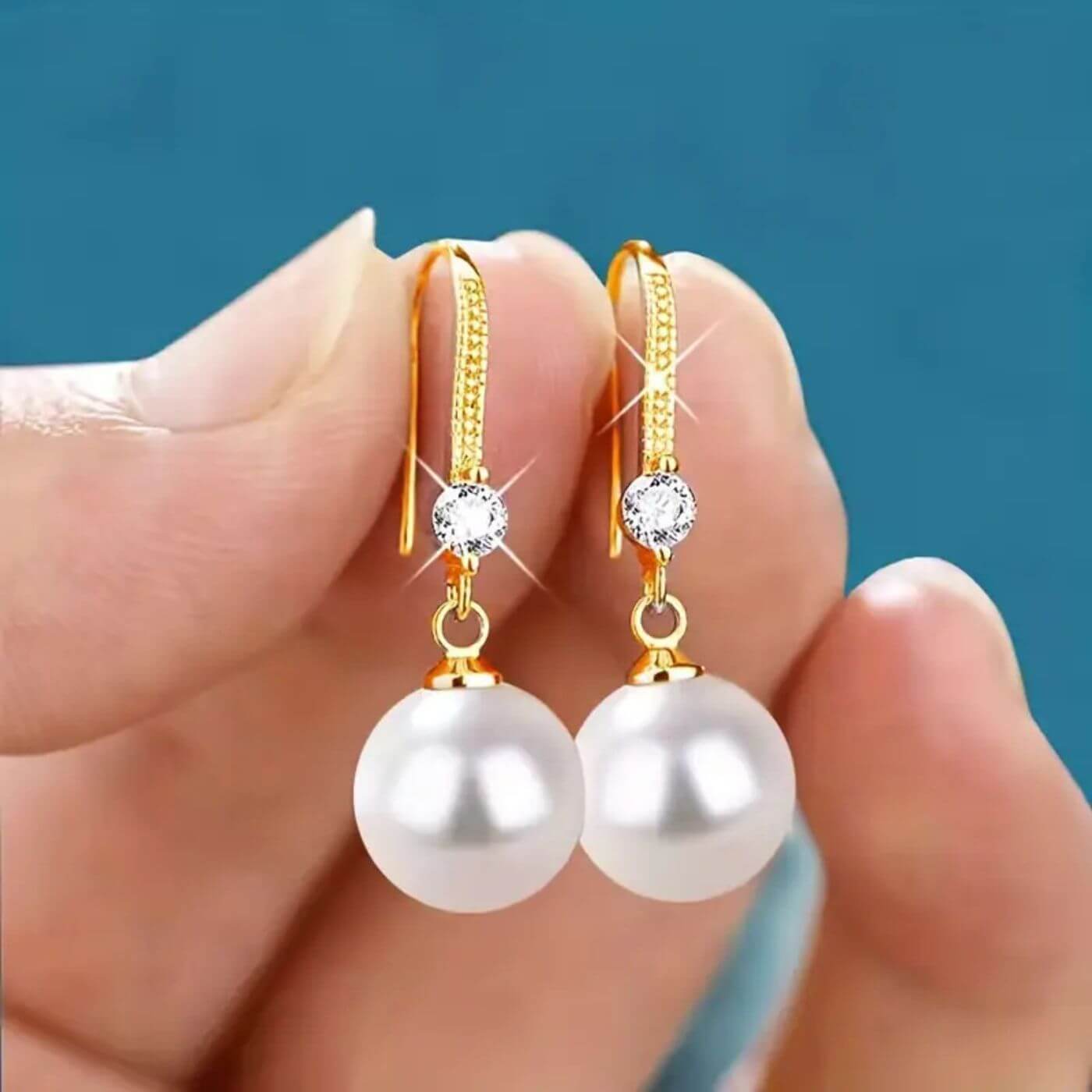 Elegant Pearl Crystal Drop Earrings