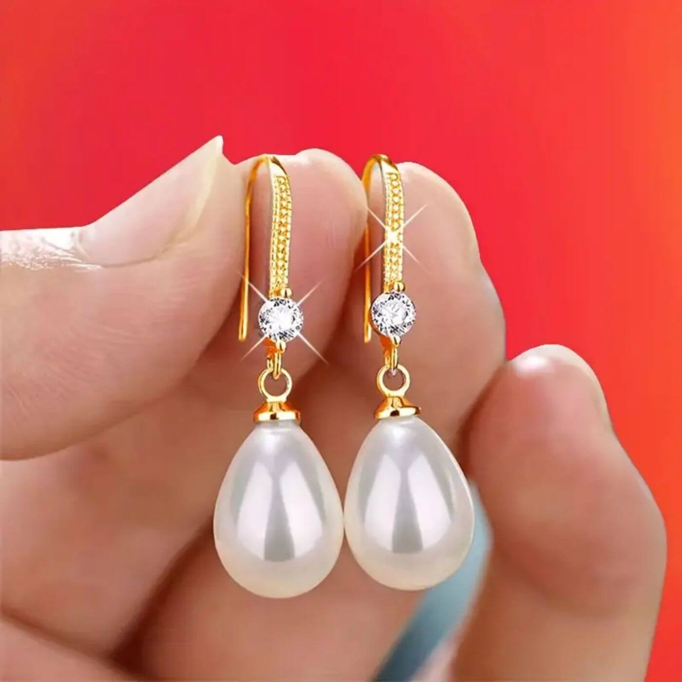 Elegant Pearl Crystal Drop Earrings