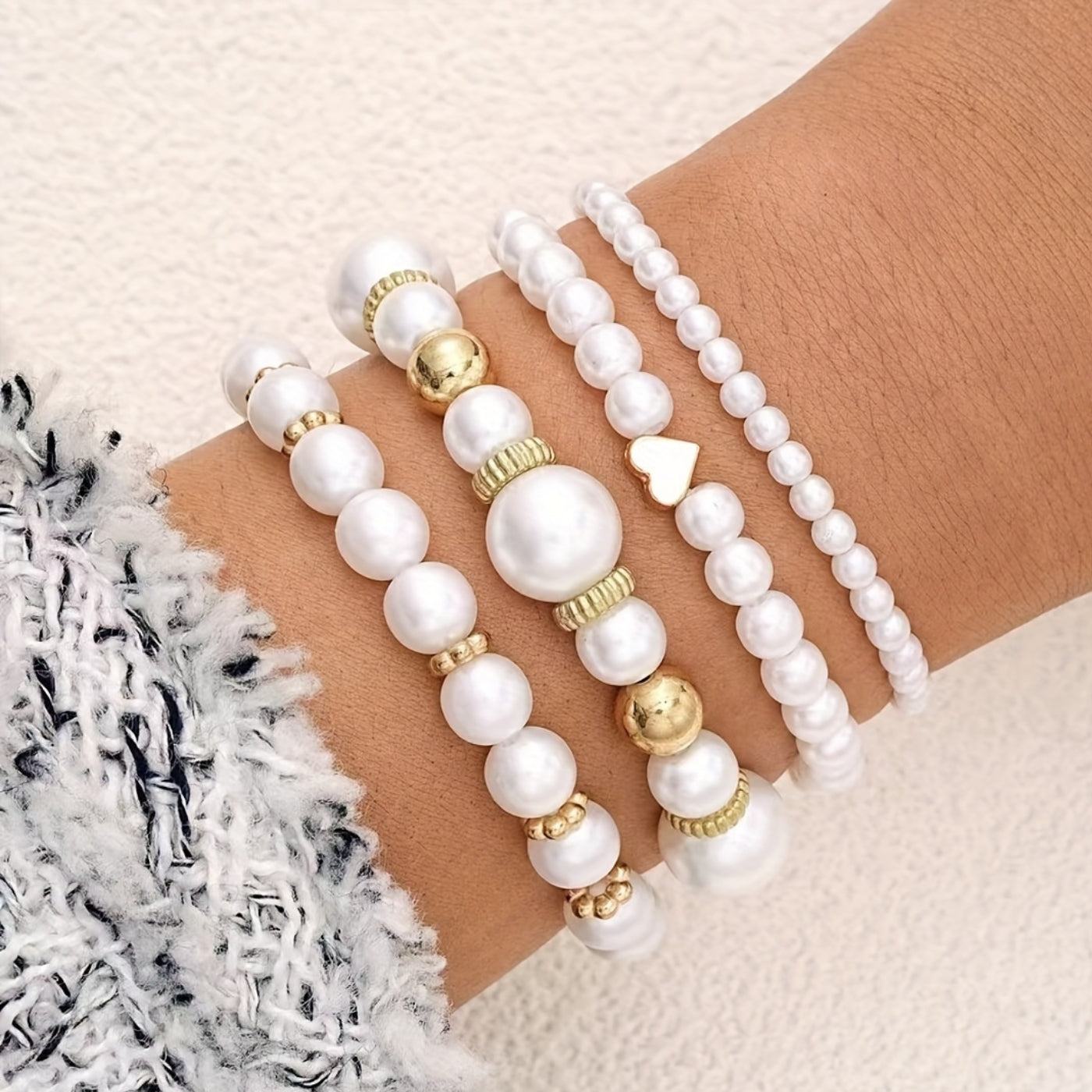 Elegant Pearl Harmony Bracelet Set