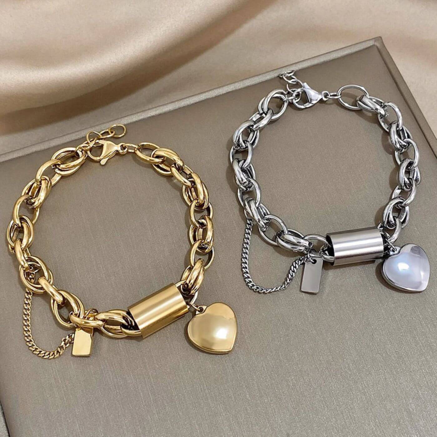 Elegant Pearl Heart Charm Bracelet