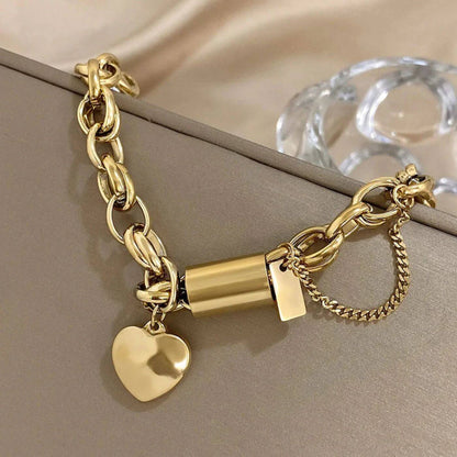 Elegant Pearl Heart Charm Bracelet