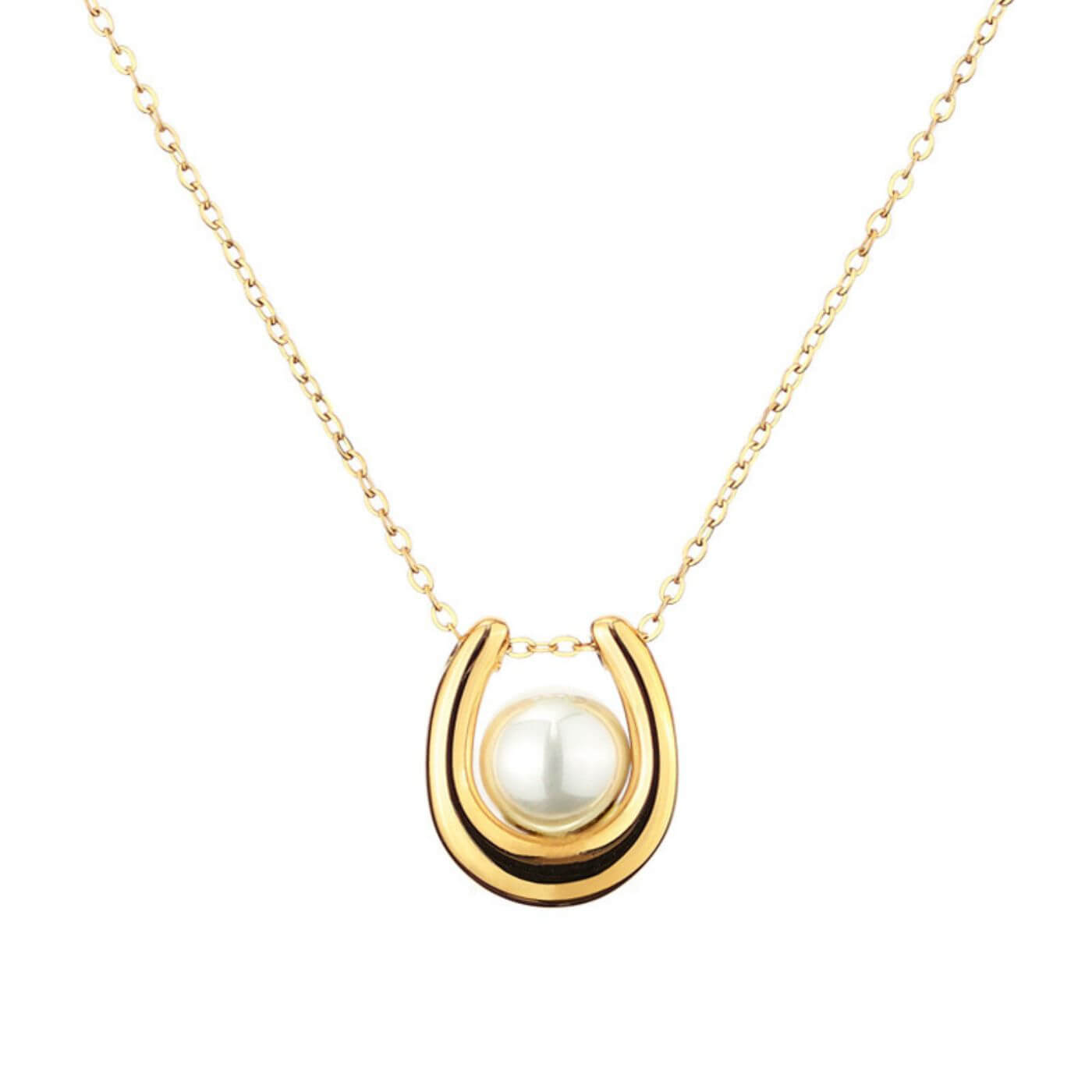 Elegant Pearl U-Shaped Pendant Necklace