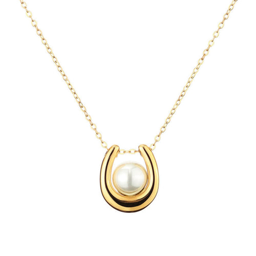 Elegant Pearl U-Shaped Pendant Necklace