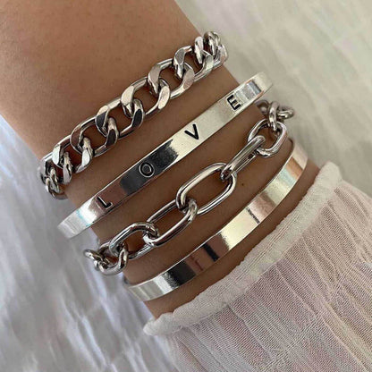 Elegant Polished Chain Bracelet Set