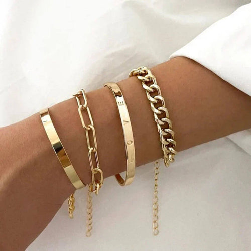 Elegant Polished Chain Bracelet Set