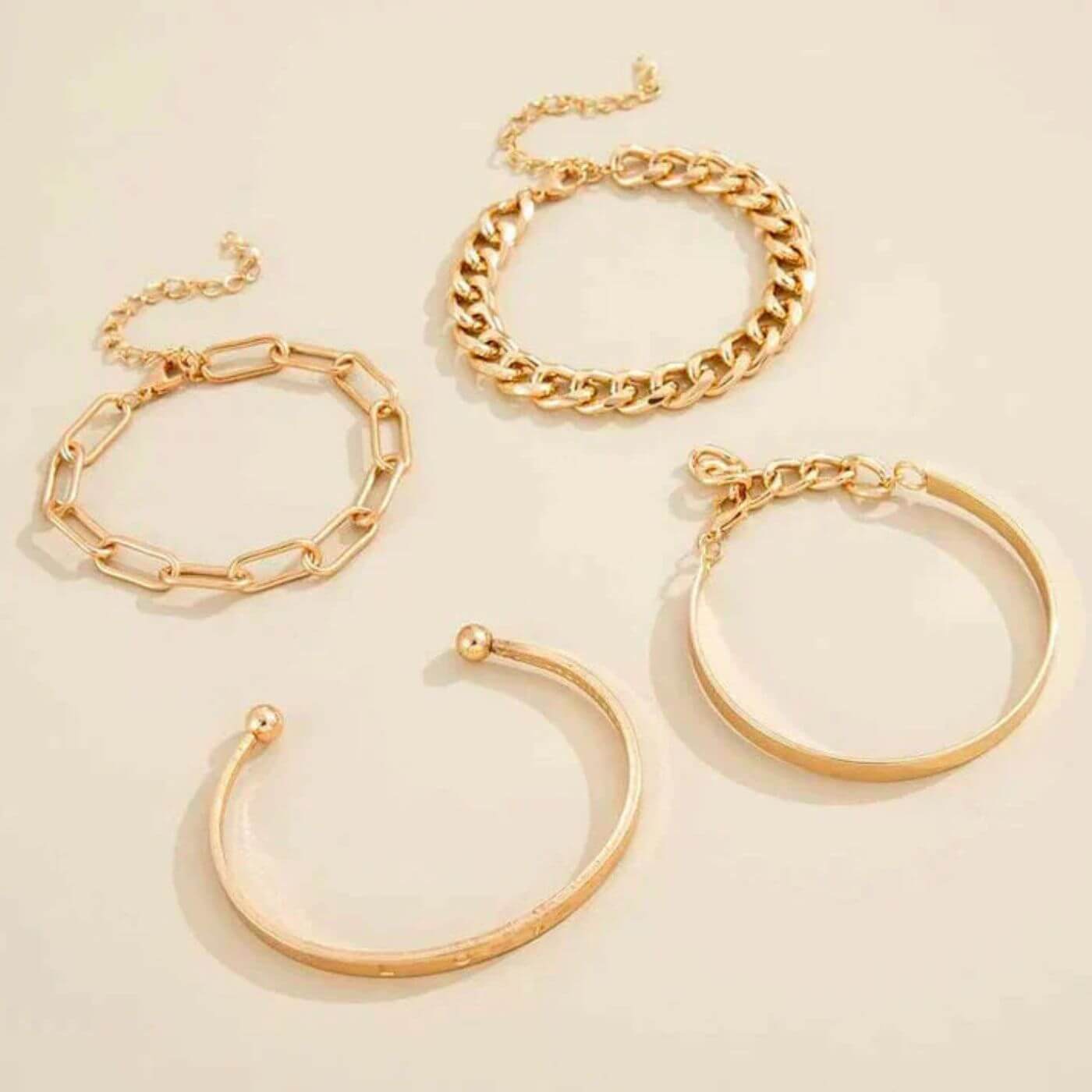 Elegant Polished Chain Bracelet Set