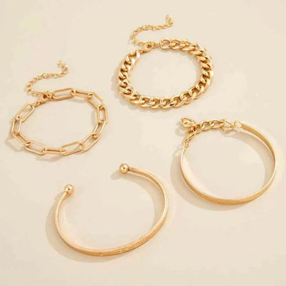 Elegant Polished Chain Bracelet Set