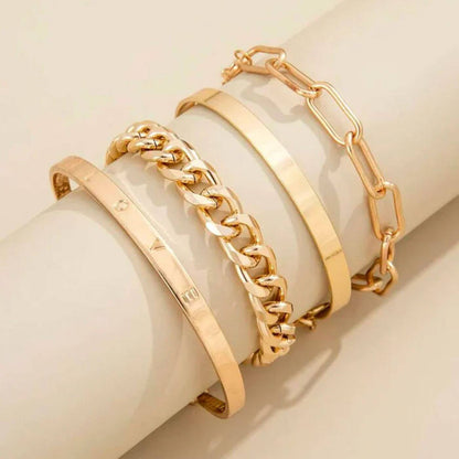 Elegant Polished Chain Bracelet Set