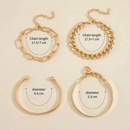 Elegant Polished Chain Bracelet Set